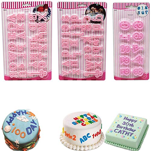 longyisound Set de 62 Cortadores Fondant Letras Moldes Letras Repostería, con Formas de Números y Letras Cortador de Alfabeto para Decoración de Pasteles