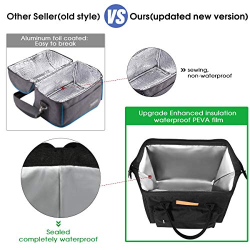 longzon 15L Bolsa Térmica Porta Alimentos Bolsa Térmica Comida Bolsas Isotermicas para Llevar Comida Almuerzo para adultos hombres para Trabajo Playa Viaje,Negro