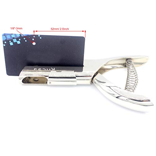 LoongGate metal mano de perforación pesada de trabajo pesado de agujero redondo puncher Plier herramienta de perforación para tarjetas de identificación PVC hoja insignia fotos etiqueta (3mm profundo)