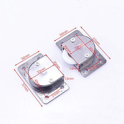 LOOTICH Nueva Versión Placa de Armario Gabinete de Muebles Metal Rueda Diámetro de 24mm Puerta Deslizante Corredera del Rodillo Kit 4 Pares