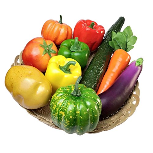 Lorigun - Juego de 10 piezas de verduras artificiales para decoración de cocina, decoración del hogar, decoración realista de verduras falsas