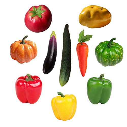 Lorigun - Juego de 10 piezas de verduras artificiales para decoración de cocina, decoración del hogar, decoración realista de verduras falsas
