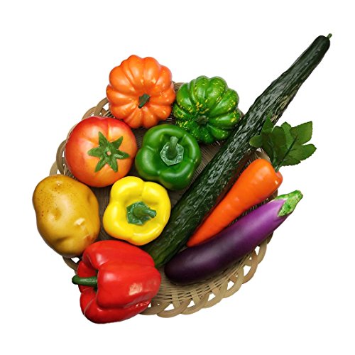 Lorigun - Juego de 10 piezas de verduras artificiales para decoración de cocina, decoración del hogar, decoración realista de verduras falsas