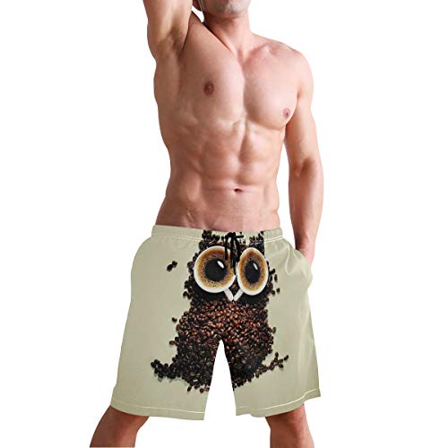 LORONA Búho Cafetera Cortos de secado rápido Bañadores de baño de playa Multicolor multicolor L