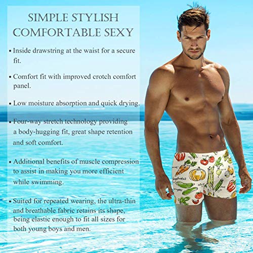 LORVIES - Bañador tipo bóxer para hombre, diseño de vegetales variados, corte cuadrado, de secado rápido, talla S multicolor L