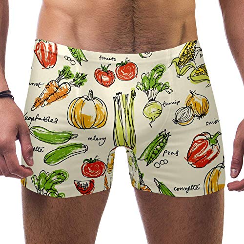 LORVIES - Bañador tipo bóxer para hombre, diseño de vegetales variados, corte cuadrado, de secado rápido, talla S multicolor L