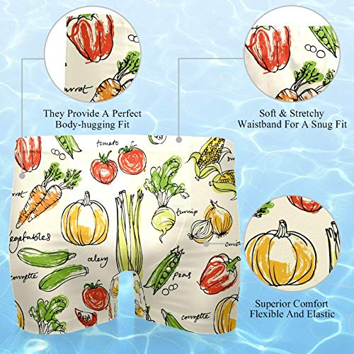 LORVIES - Bañador tipo bóxer para hombre, diseño de vegetales variados, corte cuadrado, de secado rápido, talla S multicolor L