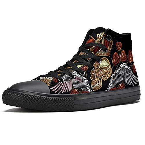 LORVIES - Corona de oro con diseño de calavera humana y alas de ángel, (multicolor), 41 EU