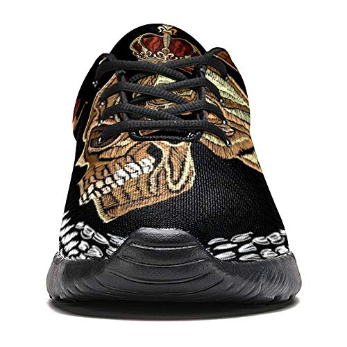 LORVIES - Corona de oro con diseño de calavera humana y alas de ángel para hombre, (multicolor), 42.5 EU