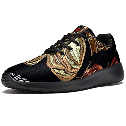 LORVIES - Corona de oro con diseño de calavera humana y alas de ángel para hombre, (multicolor), 42.5 EU