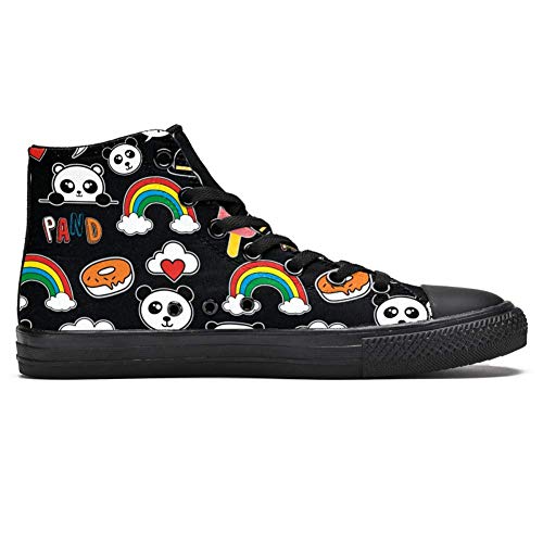 LORVIES Donuts de Panda lindo y diseño de corazón de nubes de helado, zapatillas altas de tela para hombre, zapatillas deportivas, (multicolor), 45 EU