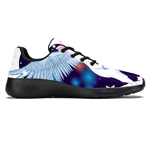 LORVIES Unicornio corazón estrellas con alas de ángel, zapatillas de deporte para hombre, (multicolor), 43 EU