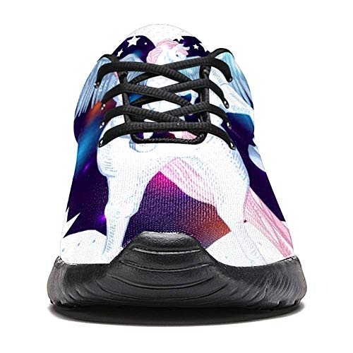 LORVIES Unicornio corazón estrellas con alas de ángel, zapatillas de deporte para hombre, (multicolor), 43 EU