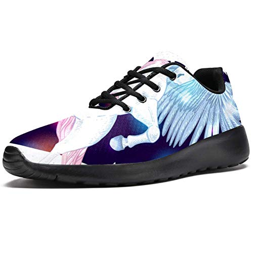 LORVIES Unicornio corazón estrellas con alas de ángel, zapatillas de deporte para hombre, (multicolor), 43 EU