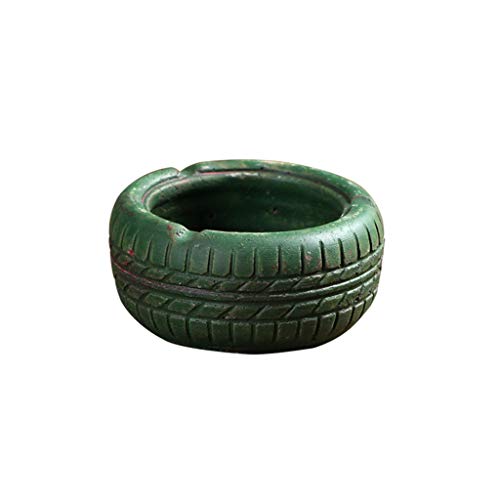 Los Cigarrillos de Cemento neumáticos Forma Cenicero American Retro Hecho a Mano Industrial de Viento y cigarros for el hogar Sala de Estar Mobiliario 3.9" (Color : Green)