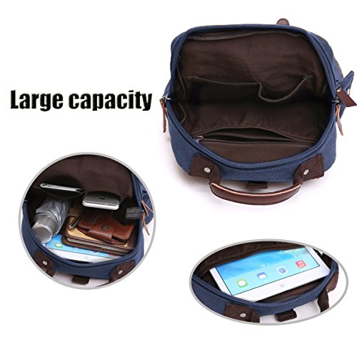 LOSMILE Mochila Hombres Mujer Lona Bolso de Bandolera La Bolsa de Mensajero Bolsa de Lona Bolsa de Hombro Messenger Bag Backpack. (Azul Profundo)