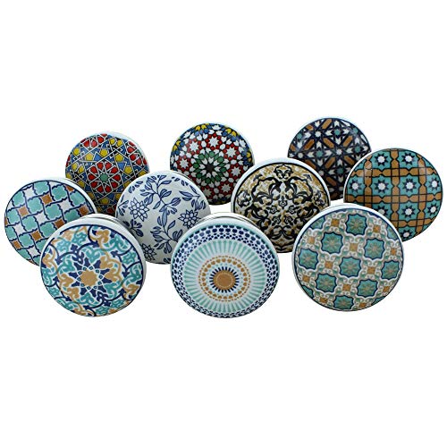 Lot de 10 boutons de porte en céramique Énergie Positive VI, style vintage chic - Poignées de placard / tiroir par G Décor