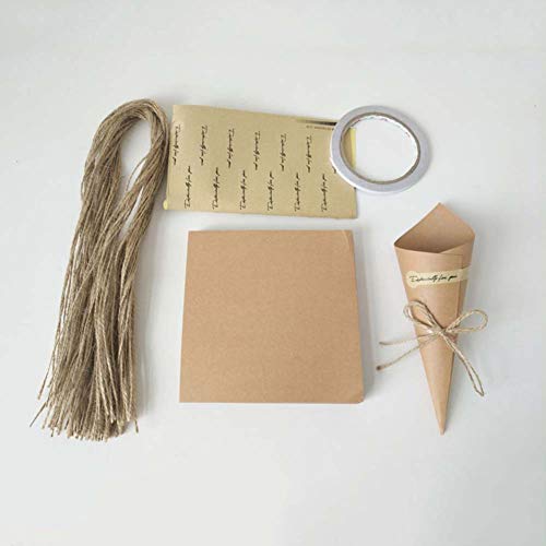Lot de 100 cônes à dragées en Papier Kraft pour Mariage, baptême, Communion, diplôme, Anniversaire, Noël, Naissance