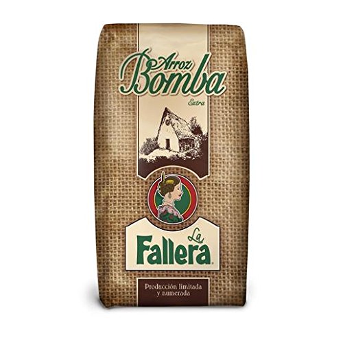 Lote 1kg arroz bomba la fallera + 1 lt. Caldo paella fácil gallina blanca + Paellera acero pulido 36 cm