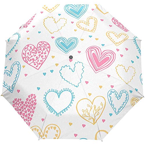 Love Hearts Auto Open Umbrella Sun Rain Umbrella Anti UV Folding Compact Automatic Paraguas