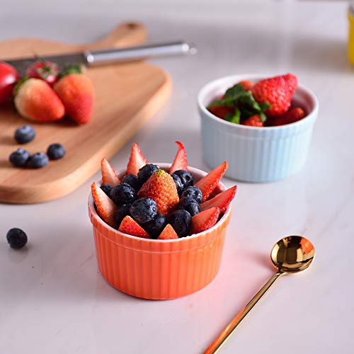 LOVECASA Moulds Magdalenas para Hornear, Postre, 12 pcs Moldes para Soufflé Ramekins de Cerámica de 200 ml, Colores