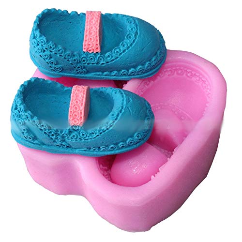 Lovelegis - Molde de silicona para uso alimentario - SA155 - Par de zapatos - Zapatos - Niña - Pasta de azúcar - Fondant - Tartas - Pancake - Muffin - Decoraciones - Cocina