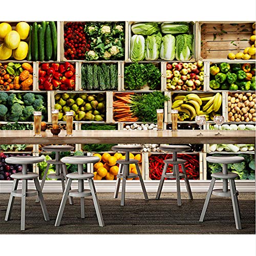 Lovemq 8D Mural De Papel Tapiz Grande Para Verduras Y Frutas Mural Fotográfico 3D Para Cocina Restaurante Tienda De Frutas Murales De Pared 3D Papel De Pared Comedor-260X175Cm