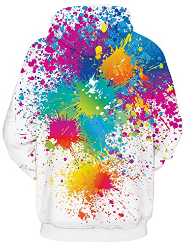 Loveternal Unisex Adulto 3D Pintura Colorida gráfica impresión Lazo Bolsillo Hacer Pullover Hoodies Camiseta para los Hombres de Las Mujeres S