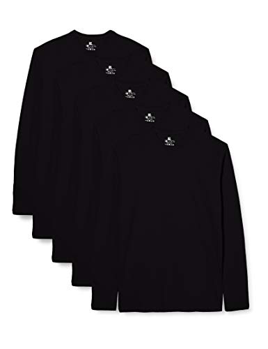 Lower East Camiseta de manga larga Hombre, Pack de 5, Negro, XL