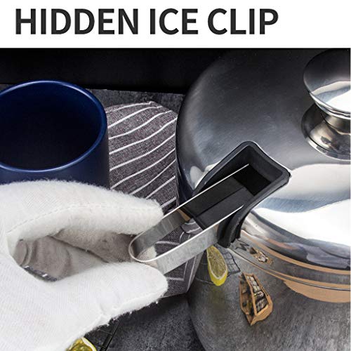 LPGY Cubitera Hielo de Doble Pared de Acero Inoxidable con Pinzas y Tapa de Sellado (2L) - Cepillado Interior y Pulido Exterior - Cesto de La Enfriadora para Fiestas, Barbacoa y Buffet