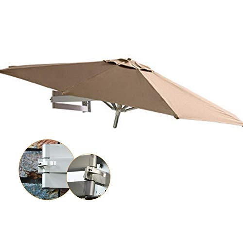 LQH Caqui Pared con Poste de Metal, Plegable al Aire Libre Jardín Patio Piscina inclinable sombrilla;7 pies / 220cm