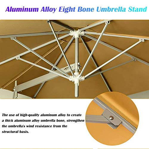 LQH Caqui Pared con Poste de Metal, Plegable al Aire Libre Jardín Patio Piscina inclinable sombrilla;7 pies / 220cm