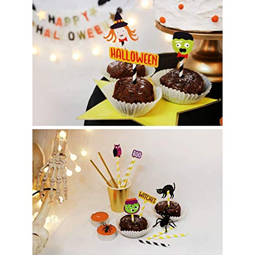 LQH Decoración de la araña de Halloween Ghost Bat Calabaza Pastel Toppers Conjunto Partido Ornamnets