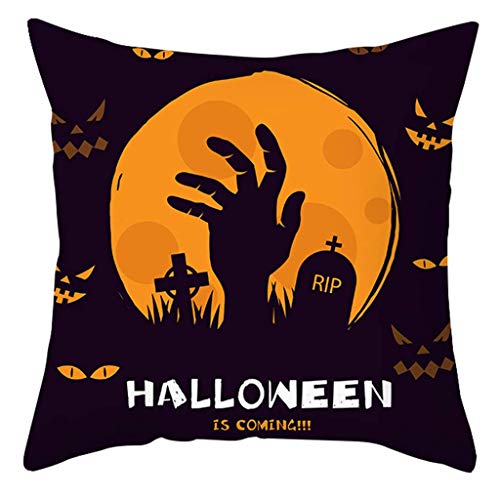 LQH Halloween de la Almohadilla de Tiro Caso Calabaza Guirnalda de la Cubierta del Amortiguador de impresión de poliéster de Miedo (Size : Medium)