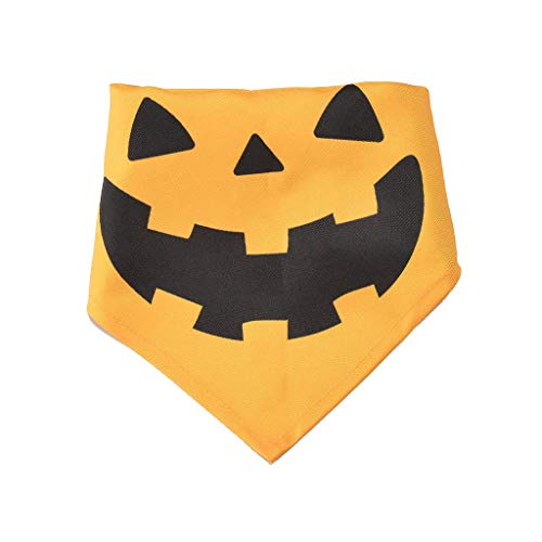 LQH Pañuelo for Perros de Halloween - Calabaza Bufanda Negro Hueso Naranja Triángulo Amarillo SCA (Color : Green)