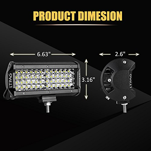 LTPAG 2pcs Focos LED Tractor, 7" 144W 28800LM Faros Trabajo LED 12V-24V Barra LED IP68 Impermeable Luz de Niebla para Coche,SUV, UTV, ATV, Off-road,Camión,Moto,Barco - Garantía de 2 años