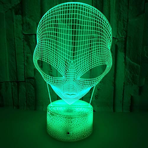 Luces de ilusión 3D de forma blanca de forma marciana Luz de noche de regalo de Navidad 7 colores Interruptor táctil/remoto luces de decoración de escritorio regalo de cumpleaños USB/AA con pilas