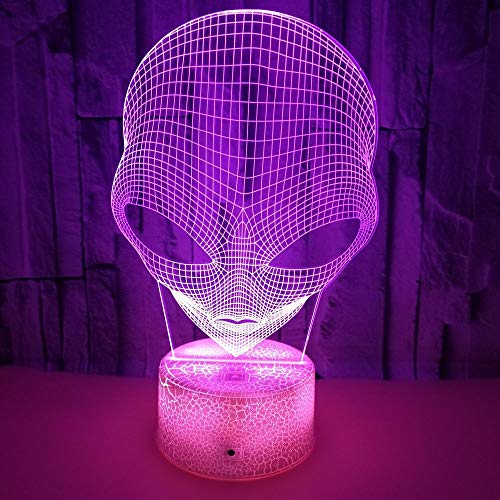 Luces de ilusión 3D de forma blanca de forma marciana Luz de noche de regalo de Navidad 7 colores Interruptor táctil/remoto luces de decoración de escritorio regalo de cumpleaños USB/AA con pilas