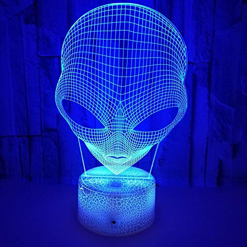 Luces de ilusión 3D de forma blanca de forma marciana Luz de noche de regalo de Navidad 7 colores Interruptor táctil/remoto luces de decoración de escritorio regalo de cumpleaños USB/AA con pilas