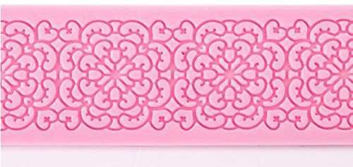 lumanuby Cake Molde de silicona moldes de pastel hornear moldes azúcar almohadillas de encaje de silicona Encaje Fancy Cake Mold Baking Moldes Herramientas de glucosa (rosa, 16 * 4,6 * 0,5 cm)