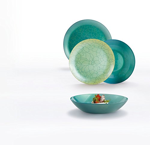 Luminarc L8283 - Juego de 6 platos de postre, 20 cm, diseño de flores, color verde