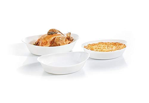 Luminarc Smart Cuisine Fuentes para Horno, Vidrio Opal, Blanco, 38/32/28cm