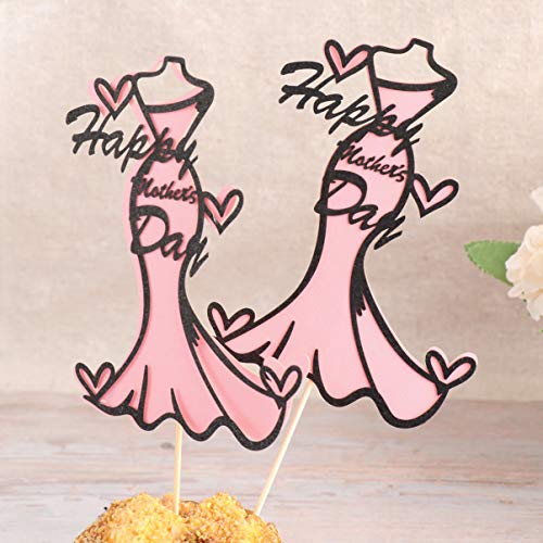 LUOEM 10 Piezas Primeros de La Magdalena del Día de Las Madres Feliz Día de Las Madres Toppers de La Torta Selecciones Decorativas de La Torta Inserciones de Frutas Suministros para Fiestas