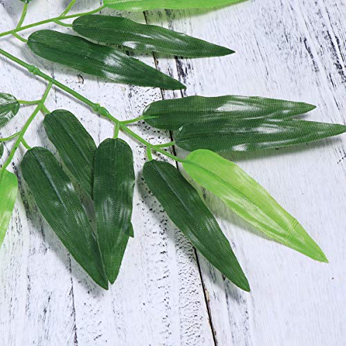 LUOEM 50 unids Artificial hojas verdes de bambú hojas verdes falsas plantas hojas para la decoración de la oficina del hotel en el hogar