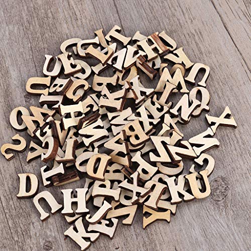 luosh Letras de Madera, 100 Piezas de Letras del Alfabeto de Madera sin terminar para Manualidades, exhibiciones de decoración DIY, decoración del hogar