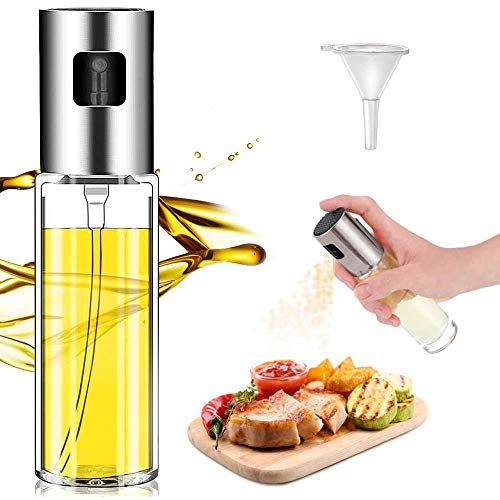 LUOWAN Pulverizador Spray Oliva Aceite Pulverizador de Aceite portátil Rociador de vinagre Acero Inoxidable 304 Dispensador de pulverizador de Aceite para Barbacoa, Asar, Hornear, Ensalada（100ml）