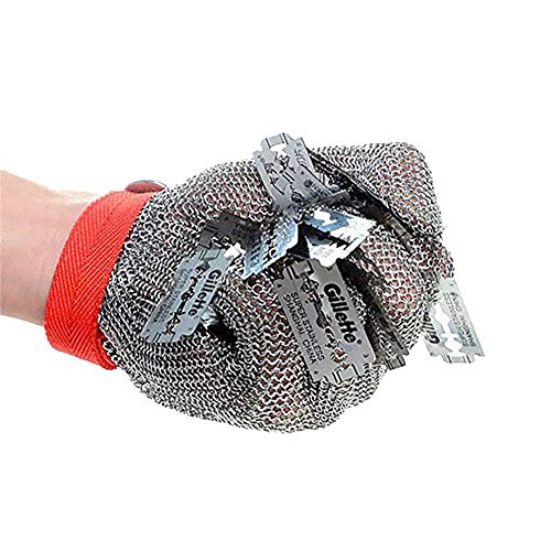 LUOXU Guantes Resistentes al Corte, Cepillado Guantes de Alambre de Acero Inoxidable de Malla Carnicero Seguridad en el Trabajo, para Cortar Carne, ostras desvainar