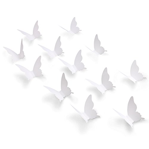 Luxbon 100p 3D Papel Blanco Pegatinas de Pared de Mariposa DIY Decoració