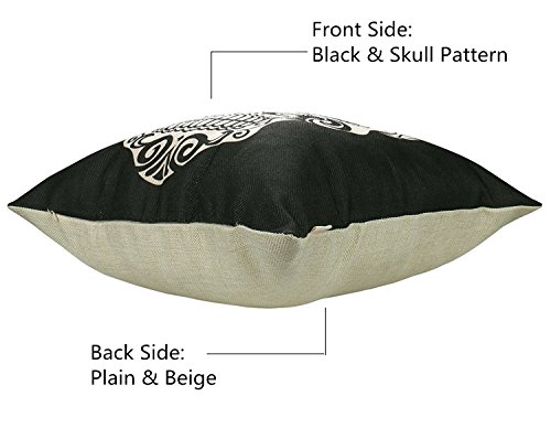 Luxbon 2 Funda de Cojín Almohada Halloween Calavera Esqueleto Lino Duradero Decoración para Sofá Cama Coche 45x45 cm