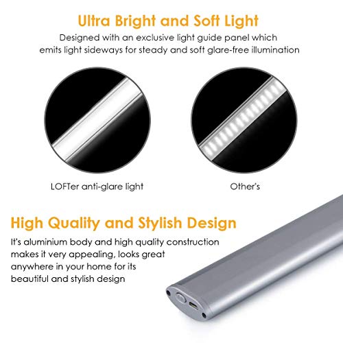 Luz Armario LOFTER 66 LED Armario Luz Nocturna Sensor Movimiento Luz Interiores Armario USB Recargable Luces Armario Lampara de Armario para Gabinete Pasillo, Escalera, Cocina